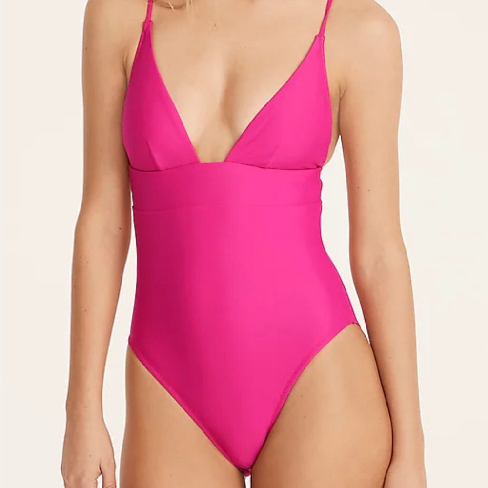New! J.Crew fuchsia one piece plunge bathing suit size 6 - Picture 3 of 6